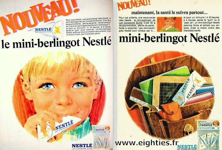 lait concentré sucré mini berlingots de Nestlé publicité vintage années 70